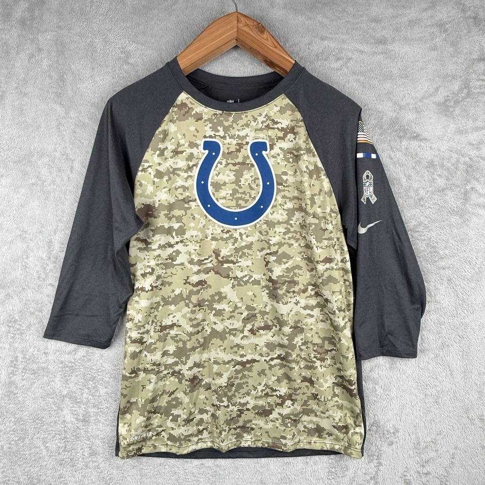 Nike Indianapolis Colts Shirt Womens M Camo Salute to Service Athletic Dri Fit
